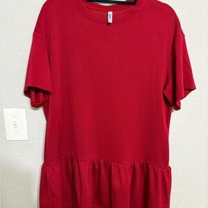 Red Short Sleeve Peplum Dress